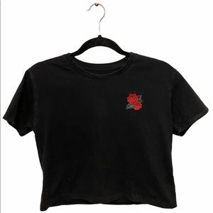 Hollister Black Shirt With Roses Size XS